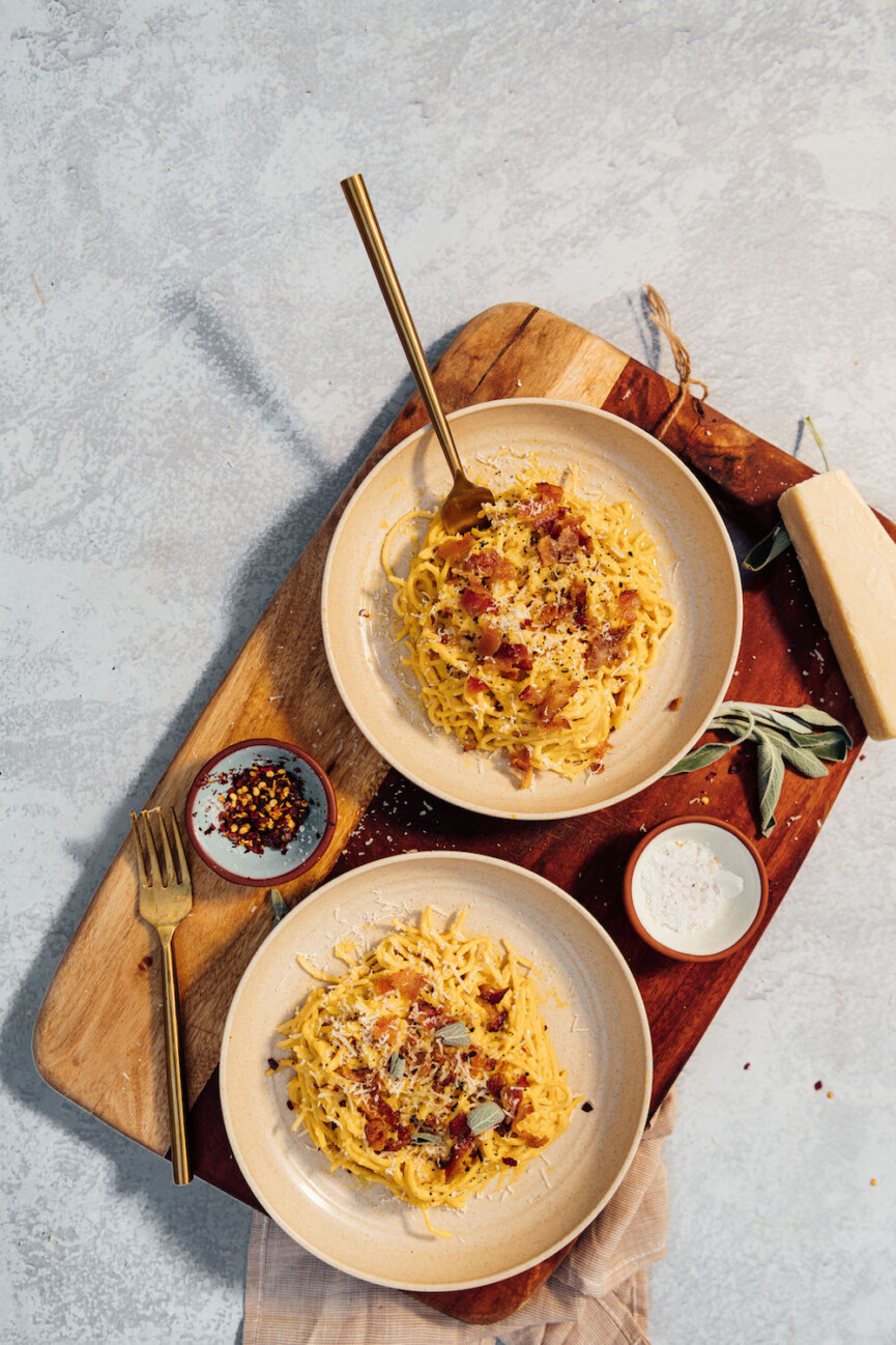 Vegan butternut squash pasta.