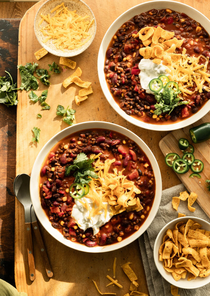 Easy one pot lentil chili.