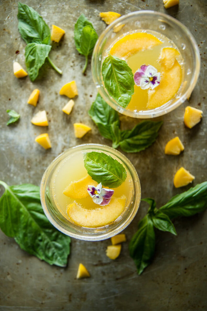 Peach Basil Bellini