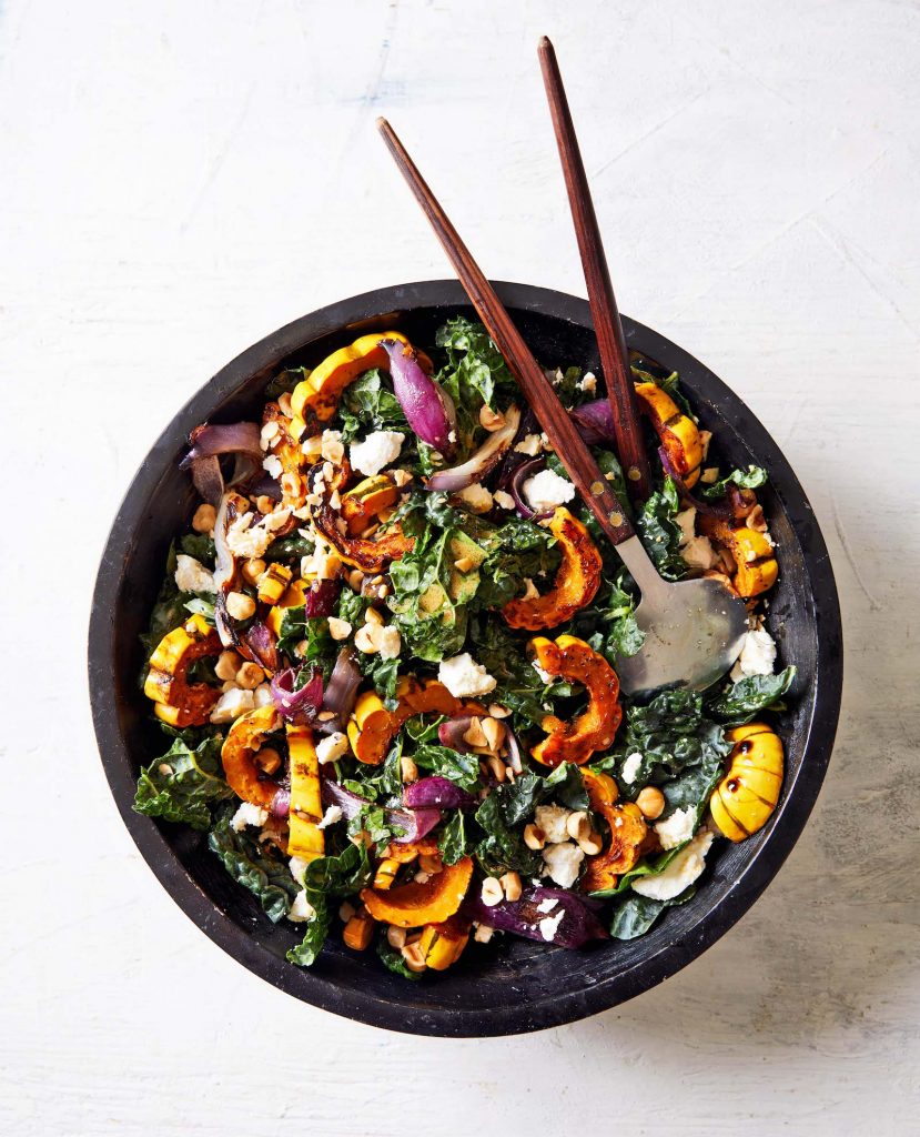 roasted delicata squash and kale salad