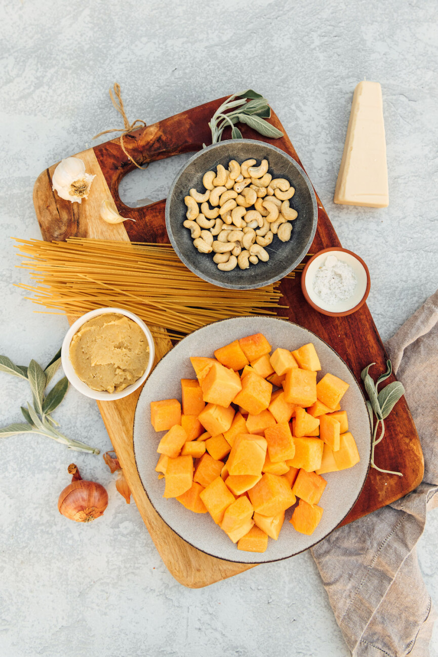 Vegan butternut squash pasta.