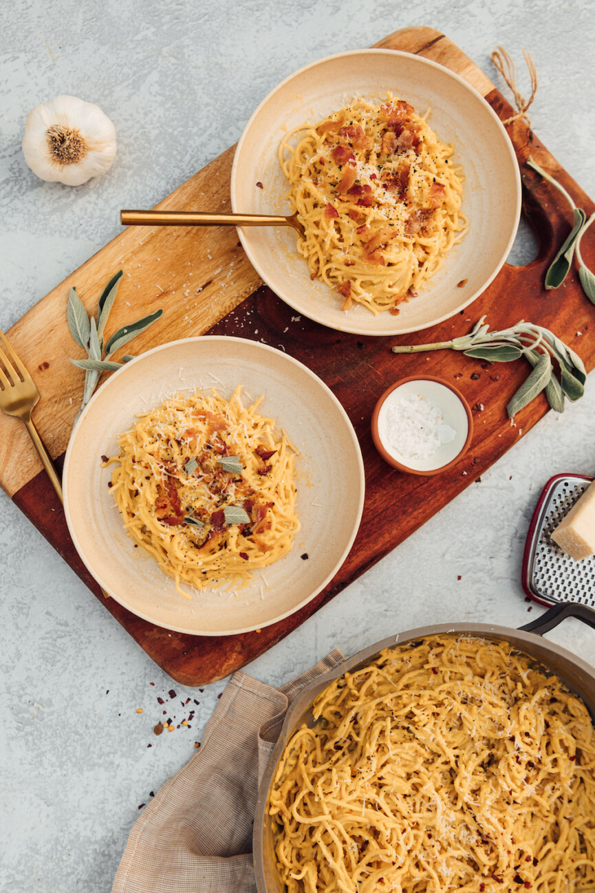 Vegan butternut squash pasta.